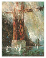 Sailboats under Golden Gate Bridge - San Francisco, California - c. 1970's - Fine Art Prints & Posters