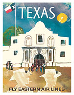 Texas - Cowboys at The Alamo - Lone Star Flag - Eastern Air Lines - c. 1960's - Fine Art Prints & Posters