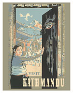 Visit Kathmandu Nepal - c. 1973 - Fine Art Prints & Posters
