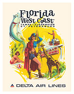 Florida, West Coast - Tampa, Clearwater, St. Petersburg - Delta Air Lines - c. 1960's - Fine Art Prints & Posters