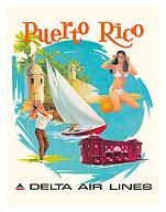 Puerto Rico - Castillo San Felipe del Morro - Delta Air Lines - c. 1960's - Fine Art Prints & Posters