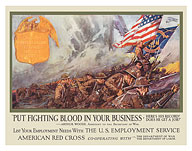 Put Fighting Blood in Your Business - WWI U.S. Marines Battle in France - c. 1919 - Fine Art Prints & Posters