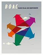 BOAC - Flies to all Six Continents - c. 1956 - Fine Art Prints & Posters