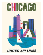 Chicago, Illinois - United Air Lines - c. 1962 - Fine Art Prints & Posters