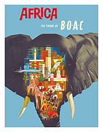 Africa - Fly There by BOAC (British Overseas Airways Corporation) - c. 1959 - Fine Art Prints & Posters