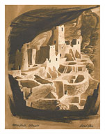 Mesa Verde, Colorado - Native American Cliff Dwellings - Menu Cover - c. 1969 - Fine Art Prints & Posters