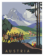 Austria - Brass Band by Lake Wolfgang Salzkammergut - c. 1930 - Fine Art Prints & Posters