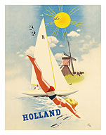 Holland - Dutch Windmill - c. 1948 - Fine Art Prints & Posters