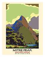 Mitre Peak (Maori Rahotu) - Milford Sound, New Zealand - c. 1930's - Fine Art Prints & Posters