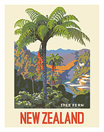 New Zealand - Tree Fern - c. 1950 - Fine Art Prints & Posters