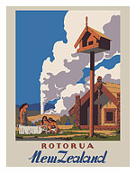 Rotorua, New Zealand - Hell's Gate (Tikitere) Geyser - Maori Native Women - c. 1951 - Fine Art Prints & Posters