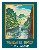 Wanganui River New Zealand - Gorge Boat Paddling - c. 1930 - Fine Art Prints & Posters