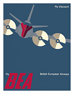 Fly Vickers Viscount - British European Airways (BEA) - c. 1956 - Fine Art Prints & Posters