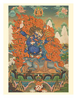 Yamaraja (King of the Dead) - Dharmapala Protective Deity - with Sister Yami - Fine Art Prints & Posters