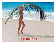 Beauty On Beach With Palm Frond - Fiorucci - Fine Art Prints & Posters