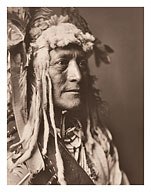 Hidatsa Man Wearing White Duck Headdress - North American Indian - c. 1908 - Fine Art Prints & Posters