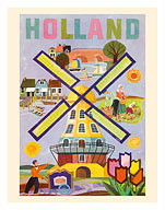 Holland, Netherlands - Dutch Windmill - c. 1959 - Fine Art Prints & Posters
