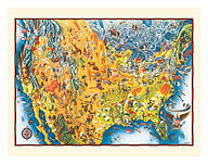 The United States of America - Pictorial Map - c. 1943 - Fine Art Prints & Posters