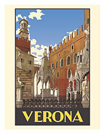 Verona, Italy - Piazza delle Erbe Square - c. 1938 - Fine Art Prints & Posters