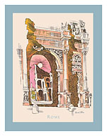 Rome, Italy - Colosseum - Menu Cover - c. 1960's - Fine Art Prints & Posters