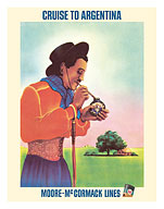 Argentina - Argentinean Gaucho Drinking Mate - Moore-McCormack Lines - c. 1960's - Fine Art Prints & Posters
