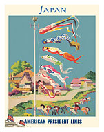 Japan - Carp Streamer (Koinobori) - American President Lines - c. 1949 - Fine Art Prints & Posters
