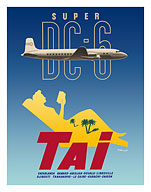 Douglas Super DC-6 - TAI Airline - c. 1950's - Fine Art Prints & Posters