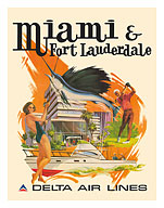 Miami & Fort Lauderdale, Florida - Delta Air Lines - c. 1974 - Fine Art Prints & Posters