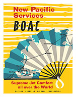 New Pacific Services - BOAC (British Overseas Airways Corporation) - c. 1958 - Fine Art Prints & Posters