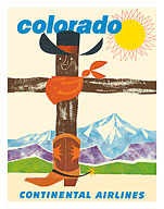 Colorado - Continental Airlines - Cowboy Hat Bandana Boots - c. 1960 - Fine Art Prints & Posters