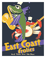 East Coast Frolics - London and North Eastern Railway - Fish Saxophone Crab Banjo - c. 1920's - Fine Art Prints & Posters
