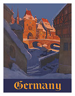 Germany - Winter Village - c. 1930's - Fine Art Prints & Posters