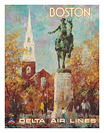 Boston, Massachusetts - Paul Revere Monument - Delta Air Lines - c. 1970's - Fine Art Prints & Posters