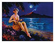 Ukulele Player, Hawaii Hula Girl - Fine Art Prints & Posters