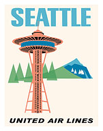 Seattle, Washington - Space Needle - United Air Lines - c. 1962 - Fine Art Prints & Posters