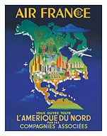 North America (L'Amérique Du Nord) - Illustrated Map - c. 1951 - Fine Art Prints & Posters