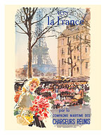 Vers la France (To France) - Paris - Eiffel Tower - Chargeurs Réunis - c. 1950's - Fine Art Prints & Posters