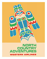 North Country Adventures - Pacific Northwest Totem Pole - Western Airlines - c. 1960's - Fine Art Prints & Posters