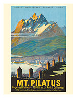 Mt. Pilatus - Lucerne, Switzerland - Cogwheel Railway - c. 1958 - Fine Art Prints & Posters