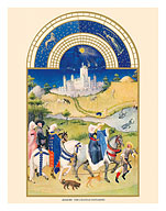 August: Château d'Étampes - Book of Hours (Très Riches Heures) - c. 1400's - Fine Art Prints & Posters