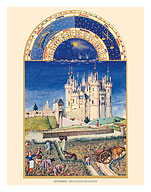September: Château de Saumur - Book of Hours (Très Riches Heures) - c. 1400's - Fine Art Prints & Posters