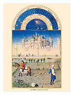 October: Louvre Castle - Book of Hours (Très Riches Heures) - c. 1400's - Fine Art Prints & Posters