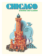 Chicago, Illinois - Water Tower Castle - United Air Lines - c. 1973 - Fine Art Prints & Posters