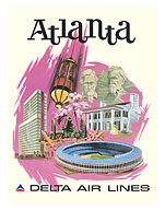 Atlanta, Georgia - Delta Air Lines - c. 1960's - Fine Art Prints & Posters
