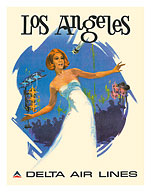 Los Angeles, California - Delta Air Lines - c. 1970's - Fine Art Prints & Posters