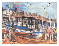 Fisherman’s Wharf - San Francisco, California - United Air Lines - c. 1950's - Fine Art Prints & Posters