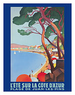 Côte D'Azur - Juan Les Pins Beach - PLM French Railroad - c. 1927 - Fine Art Prints & Posters