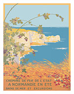 Normandy in Summer - Sea Baths & Excursions - French State Railways - c. 1922 - Fine Art Prints & Posters