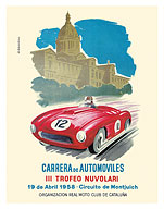 Auto Race (Carrera de Automóviles) - 3rd Tazio Nuvolari Trophy - Montjuïc Circuit, Spain - Fine Art Prints & Posters