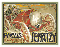 Camille Jenatzy (The Red Devil) - Automobile Tires (Pneus) - c. 1906 - Fine Art Prints & Posters
